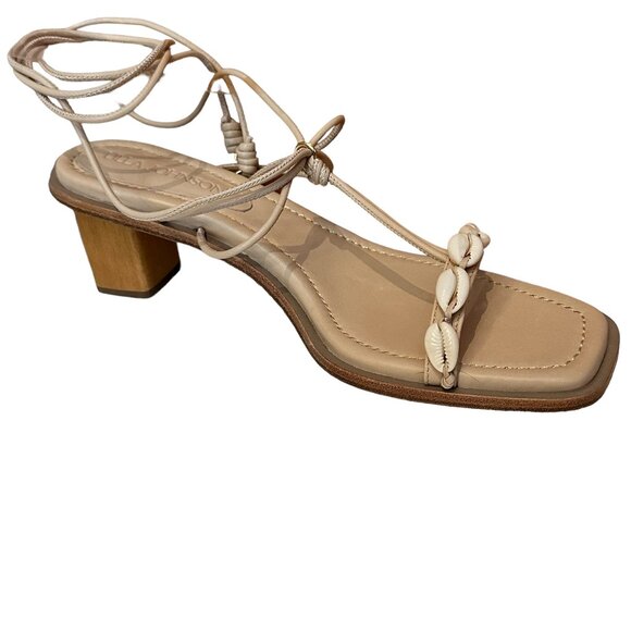ULLA JOHNSON Nicolette Shell Sandal, Powder (Nude), Size 38 EU, 8 US - Picture 1 of 9